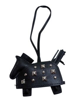 Black War Horse Bag Charm Studded Equestrian Purse Accessory